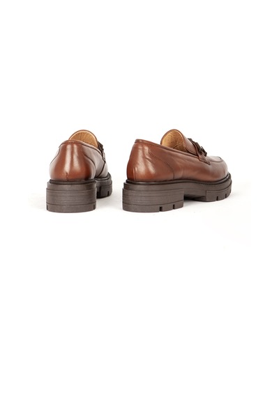Dericlub Kadın Loafer Kalın Taban Tokalı Makosen Ayakkabı Br 44282 Taba
