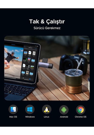 Ugreen 2-in-1 Usb-c, Usb-a Sd, Tf Otg Kart Okuyucu Adaptör, 50706