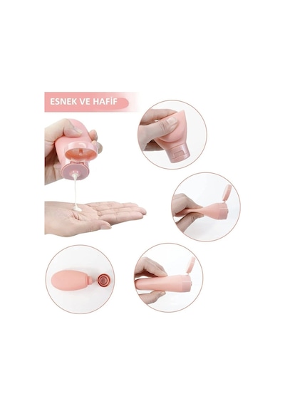 6 Adet Boş Krem Şişesi 60 Ml Çantalı Doldurulabilir Çantalı Seyahat Tipi Şişe Seti Çok Renkli