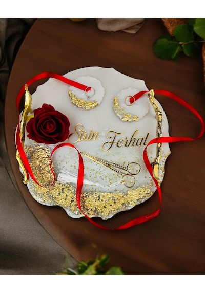 Wistful Gold Polyester Söz Tepsisi Beyaz Beyaz