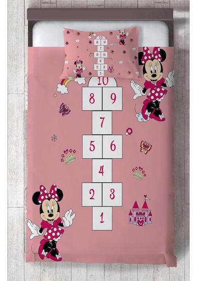 Mekta Home Bebek Ve Çocuk Odası Seksekli Minnie Mouse Desenli Yatak Örtüsü Renkli