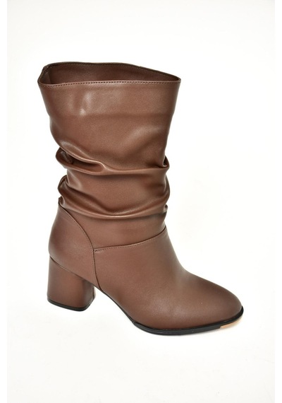 Fox Shoes T848243009 Kahverengi Kalın Topuklu Kadın Bot Kahverengi