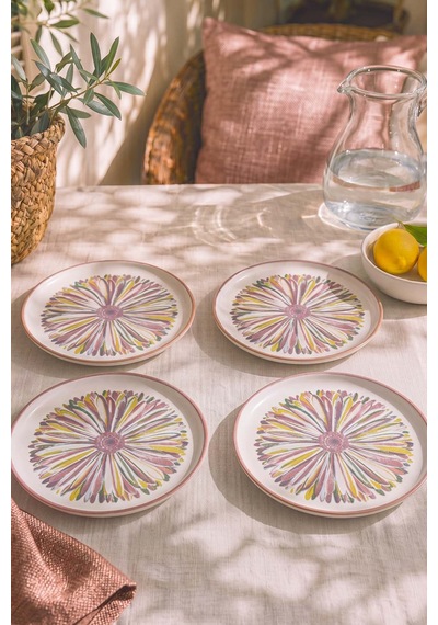 Serene Flower Nordic 4'lü Pasta & Sunum Tabağı 22 Cm Çok Renkli