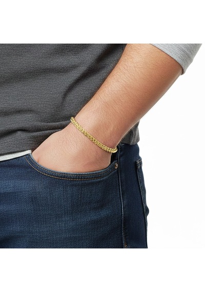 Premium Tilki Kuyruğu Çelik Zincir Bileklik 4mm Köşeli 3183czb2d2 - 20 Cm - Siyah Renk Siyah