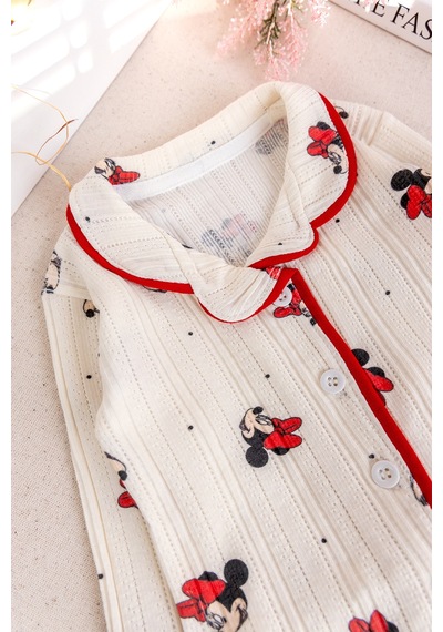 Babymod Fiğürlü Bebe Yaka Önden Düğmeli Kız Bebek Pijama Takımı Kımızı