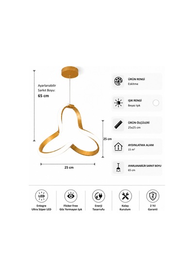 Cevina Led Sarkıt Avize Beyaz Işık Eskitme