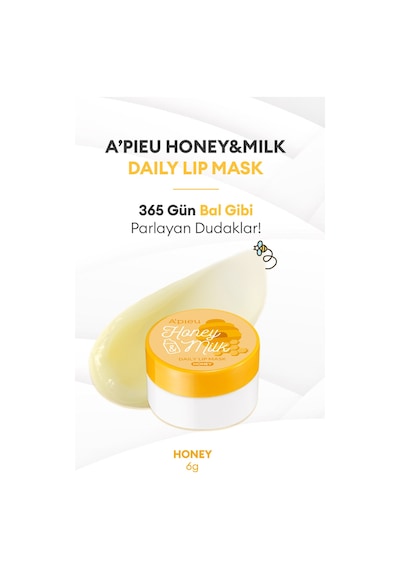 Bal Ve Süt Özlü Besleyici Ve Nemlendirici Dudak Maskesi A'pıeu Honey & Milk Daily Lip Mask Honey 23889464