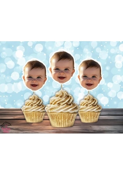 Kişiye Özel Pasta Süsü Cupcake Kürdan 10 Adet 0