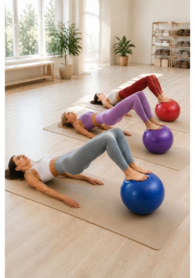 3 Lü Set 55 Cm Pilates Topu Ve Şişirme Pompası Mavi Mor Kırmızı Denge Yoga Fitness Egzersiz Topu Çok Renkli