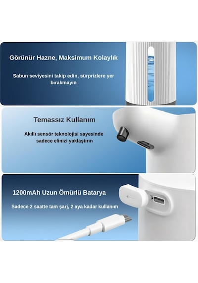 Evo House Otomatik Sensörlü Köpük Sıvı Sabunluk - Duvara Monte - Beyaz