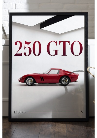 Ferrari 250 Gto Siyah Ahşap Çerçeveli Poster, Dekoratif Araba Duvar Tablosu