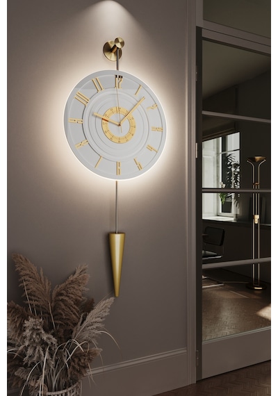 Metaquartz Aksesuar Gold - Galileo - Elegant Series Ledli Duvar Saati Gold
