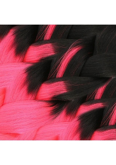 Afrika Örgüsü ve Rasta için Sentetik Ombreli Saç Siyah - Neon Pembe