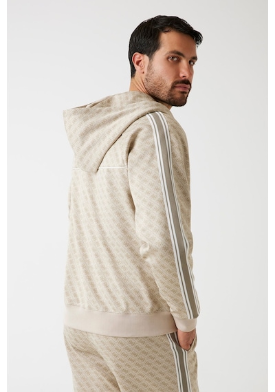 Guess Logolu Erkek Fermuarlı Sweatshirt Bej