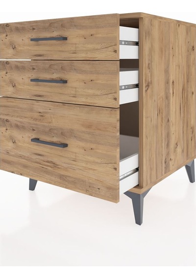 Kronos Komodin 3 Çekmeceli 60x59x80 Çam-çam Atlas Çam