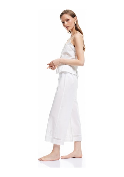 Koton Pamuklu Beli Bağlamalı Lastikli Bol Paça Pijama Altı Ekru 5slk50014mw Ekru