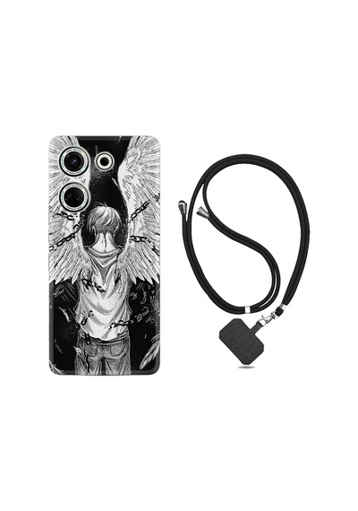 Tecno Camon 20 Pro Kılıf Desenli İpli Boyun Askılı Silikon Angel 1883