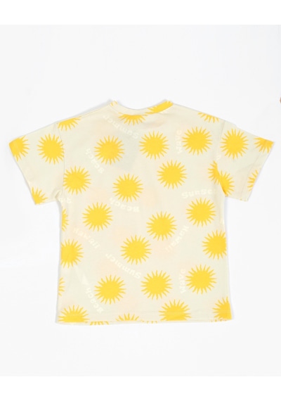 Luess Baskılı Oversize Kısa Kol Erkek Çocuk T-shirt Sarı