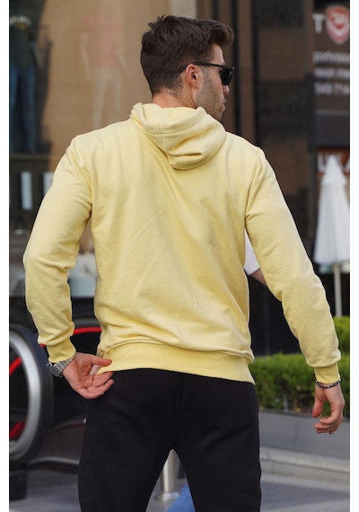 Madmext Sarı Baskılı Kapüşonlu Sweatshirt 6149-sarı Sarı