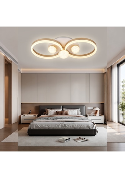 Velox 60'lık 98 Watt Yuvarlak Gold Plafonyer Led Avize Çok Renkli