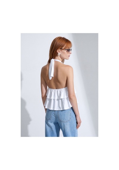 Dilvin 33017 Lyocell Halter Top-beyaz-16462
