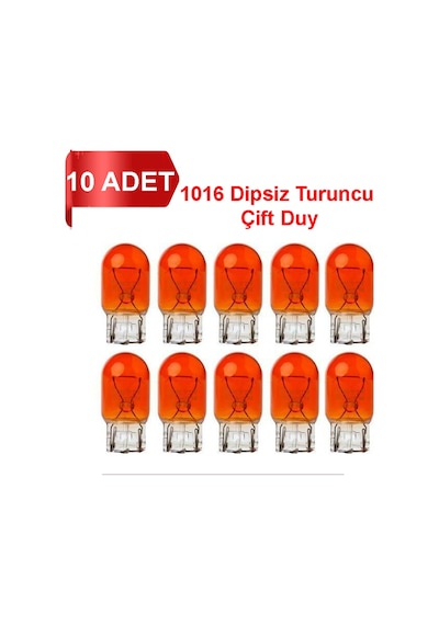 T20 Büyük Dipsiz Turuncu Çift Duy 1016 Ampul 10 Adet Turuncu