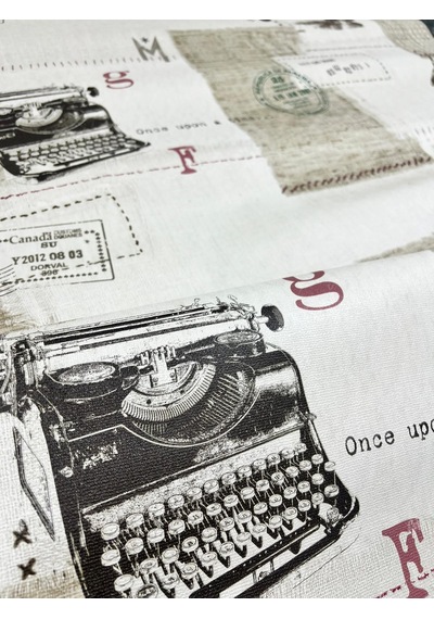 Krem Retro Daktilo Ve Posta Desenleri 16 M2 Duvar Kağıdı Çok Renkli