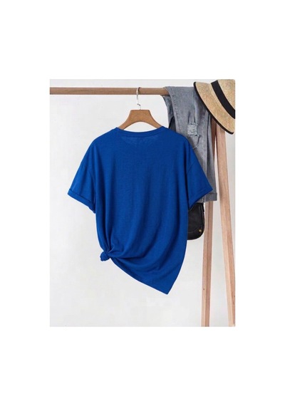Just Breathe Serisi Baskılı Kompackt T-shirt Mavi
