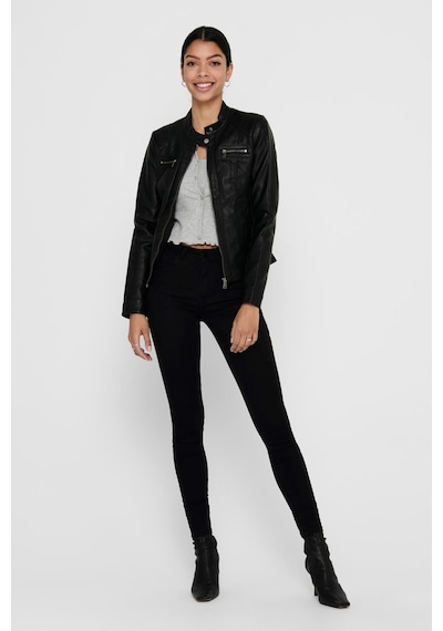 Only Kadın Siyah Deri Ceket Onlbandit Faux Leather Biker 15081400-blk 001