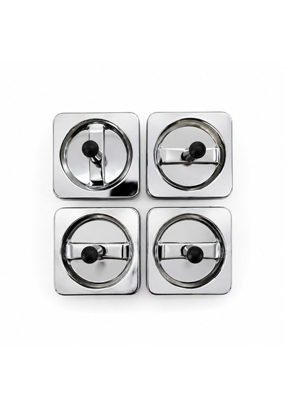 12 Adet Ashtray Kare - Basmalı Metal Küllük Çok Renkli