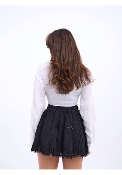 Fashion Cocktail Minik Fiyonklu Dantel Şeritli Esnek Lastik Bel Kombin Gotik Etek Siyah Siyah Fashion Cocktail Minik Fiyonklu Dantel Şeritli Esnek Lastik Bel Kombin Gotik Etek Siyah Siyah