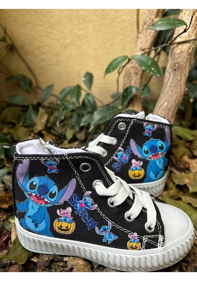 Scarpe Magiche Stıch Desenli Keten Bilekli Fermuarlı Çocuk Sneaker 31-35 Numara Arası Işıksızdır Siyah Scarpe Magiche Stıch Desenli Keten Bilekli Fermuarlı Çocuk Sneaker 31-35 Numara Arası Işıksızdır Siyah