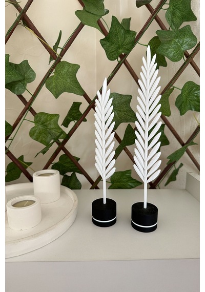 Modern Minimalist Doğa Temalı Yaprak Seti Beyaz Renkli Dekoratif Obje Beyaz - 698301863