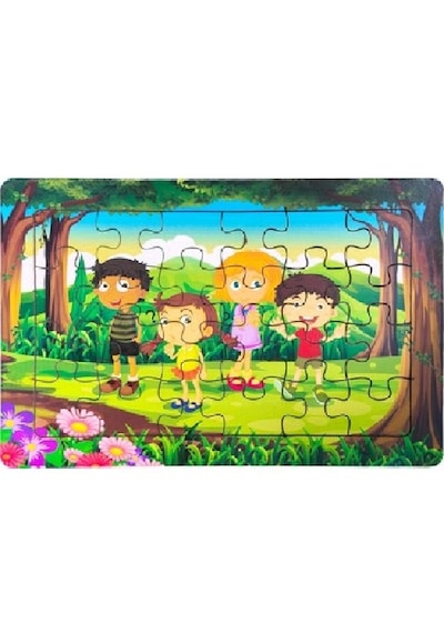 Ritoys Eğitici Öğretici Ahşap 24 Parça Renkli Puzzle 4lü Set