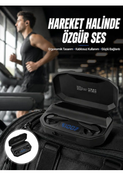 Bluetooth Kulaklık Rgb Işıklı Çift Mikrofonlu Siyah Profesyonel Kulaklığı Kablosuz Kulakiçi Yeni Nesil