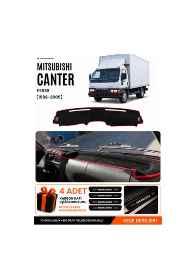 Mıtsubıshı Canter Fe639 1996-2005 Uyumlu Torpido Örtüsü, Torpido Kılıfı - Siyah Kırmızı
