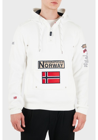 Norway Geographical Kapüşonlu Yarım Fermuarlı Outdoor Sweat Erkek Sweat Gymclassa100 Beyaz