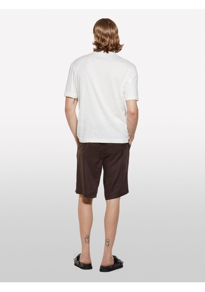 Keten Karışımlı Bisiklet Yaka Regular Fit T-shirt Erkek Krem T-shirt - 325p3d8fs104l Krem