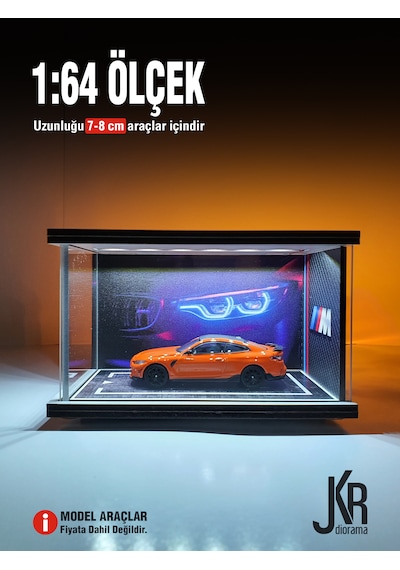 Fast And Furious V3 Diecast Led Işıklı Akrilik Korumalı Stand/diorama 1:64 Ölçek