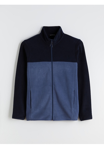 Lcwaıkıkı Basic Lacivert Dik Yaka Polar Erkek Fermuarlı Sweatshirt