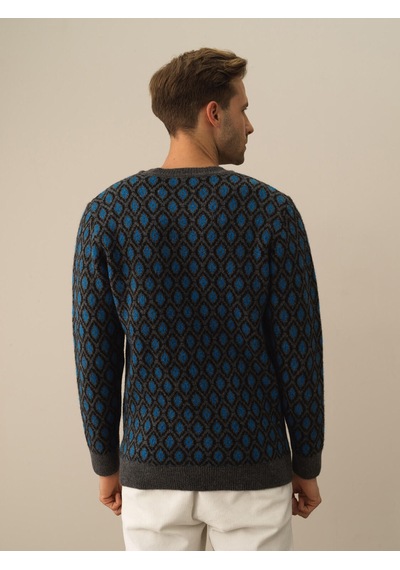Xint Koyu Gri Dokulu Lüks Pamuk Dokulu Regular Fit Kazak 801771