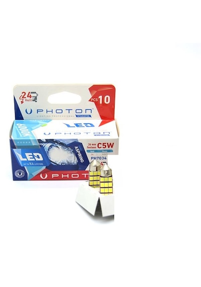 2 Adet Agır Vasıta 24 Volt Photon C5w 36 Mm Sofit Led Beyaz 6000k Ph7034 Tır Ve Kamyon İçin