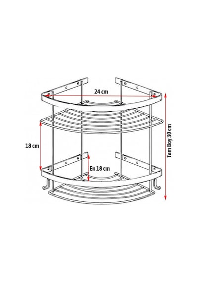 İki Katlı Krom Şampuanlık 18x18 Cm Paslanmaz Banyo Rafı Duş İçi Köşe Düzenleyici Organizer Diğer