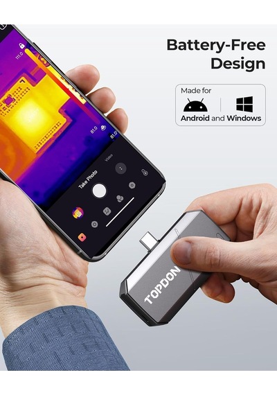 Topdon Ts001 256x192 Ir Çözünürlüklü Termal Kamera Android İçin 9mm Ayarlanabilir Odaklı Lensli