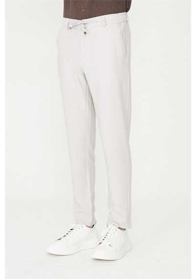 Açık Gri Modern Kesim Bağcıklı Smart Casual Jogger Pantolon A.Gri