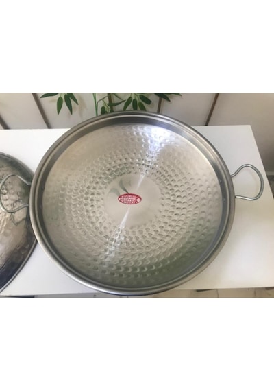 Üzüm Çelik Kapaklı Saç Kavurma Tavası, Paslanmaz Krom Kavurma Tavası 45 Cm