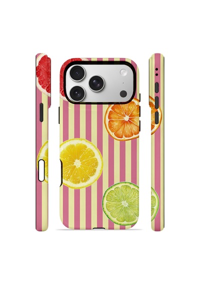 Apple iPhone Uyumlu 17 Pro Max Vorian Çift Katmanlı Magsafe Kılıf Citrus Fiesta Stripe