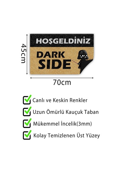 Tr Dark Side Kapı Önü Paspası Dekoratif Kapı Paspası Dış Mekân Paspas Ev İçi Paspası 45x70cm Diğer