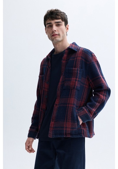 Mudo Erkek Erkek İndigo Comfort Fit Ekoseli Casual Ceket 1264145