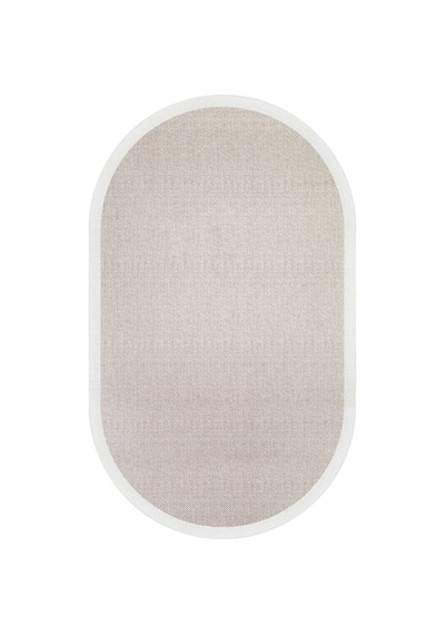 Natura Sisal Hasır Görünümlü Çerçeveli Oval Halı Ntr02 Krem-sütlü Kahve